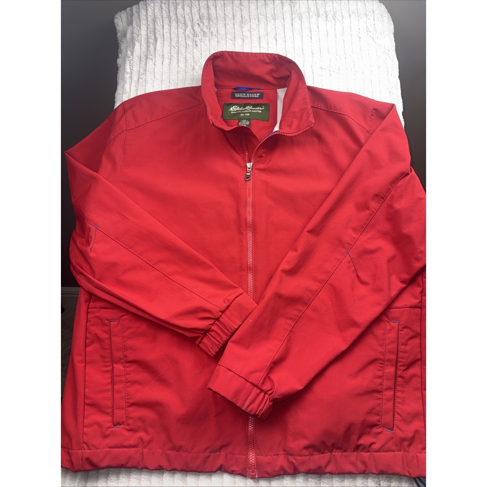 Eddie Bauer Jacket Mens XLT Performance System Windbreaker Full Zip Red NICE!